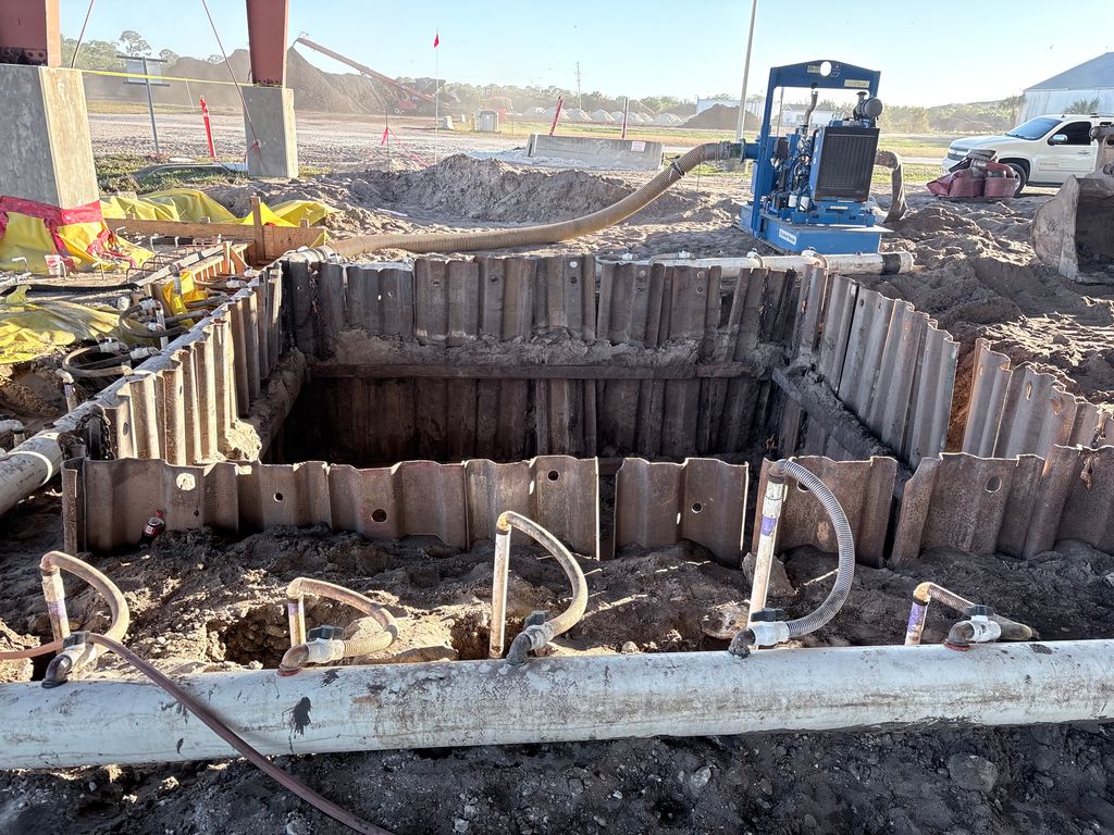 Sheet pile installation worksite